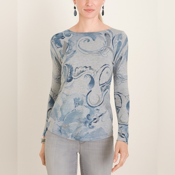 Chico's Sweaters - NWT Chico's Paisley Boat Neck Sweater Size Large